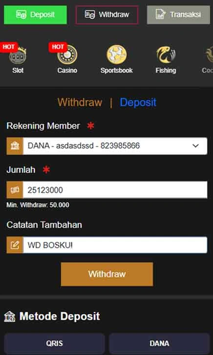 withdraw Permai Toto